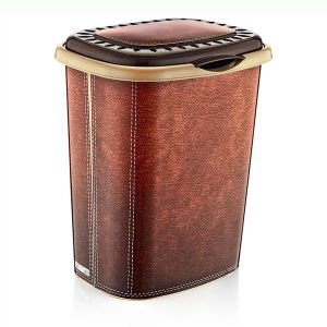 DERİ DESENLE KİRLİ SEPETİ BANYO 50x35x42 SAĞLAM YAPI VE ŞIK TASARIM GENİŞ HAZNELİ