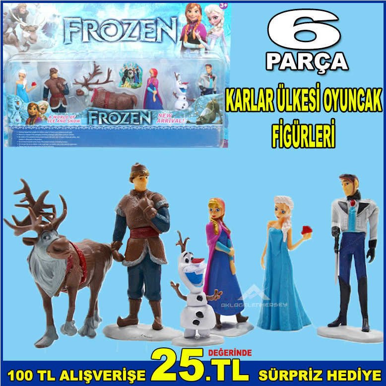 Frozen Karlar Ülkesi Kahramanlarından Oluşan 6 Parça Oyuncak Figürleri Elsa,Anna,Olaf,Kristoff,Hans
