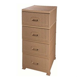 1.kalite plastik 4 çekmeceli açık kahverengi raddan lüks hasır komidin yanları kapalı büyük komidin