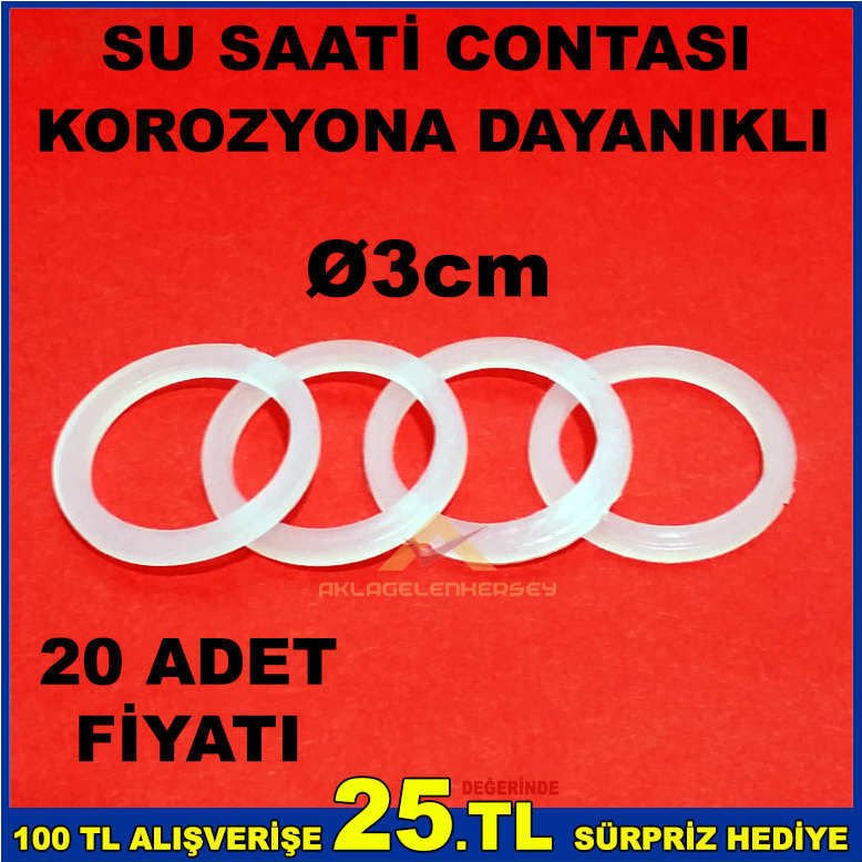 KOROZYONA DAYANIKLI 20adet SU SAATİ CONTASI Ø3cm