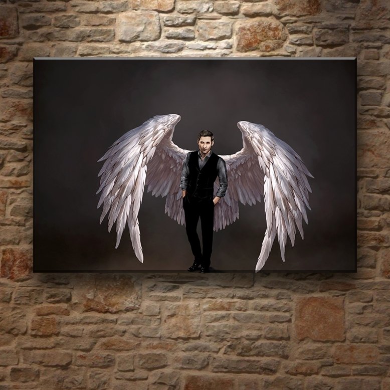 LUCIFER KANATLI ŞEYTAN 7 değişen ölçü ORİJİNAL KANVAS TABLO