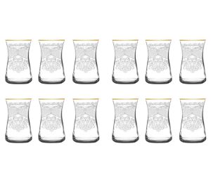 MCS 5303 Altın 49 Parça 12 Kişilik Dantel Desenli Cam Bardak Seti