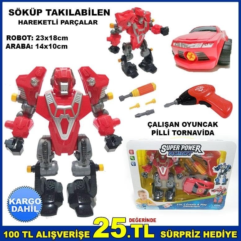 3in1 ROBOT ARABA SÖK-TAK EĞİTİCİ OYUNCAK SETİ