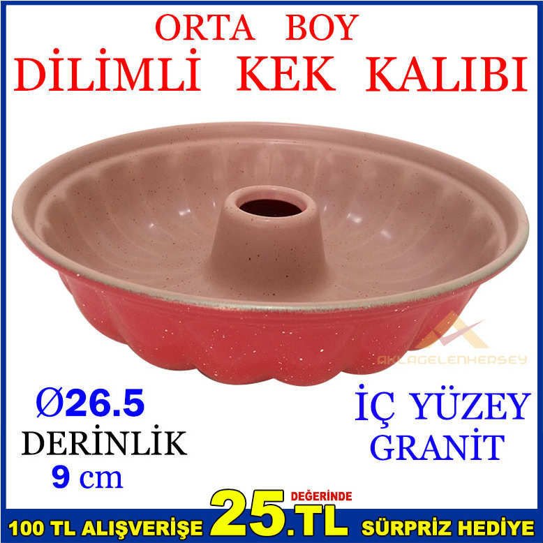 İÇ YÜZEY GRANİT ORTA BOY DİLİMLİ KEK KALIBI