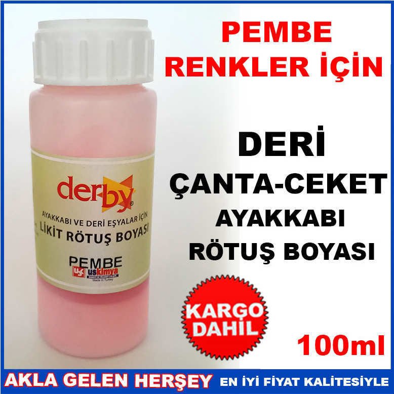 Profesyonel deri boyası, hata kapatıcı deri rötuş boyası,PEMBE RENK ÇANTA CEKET AYAKKABI RÖTUŞ BOYASI