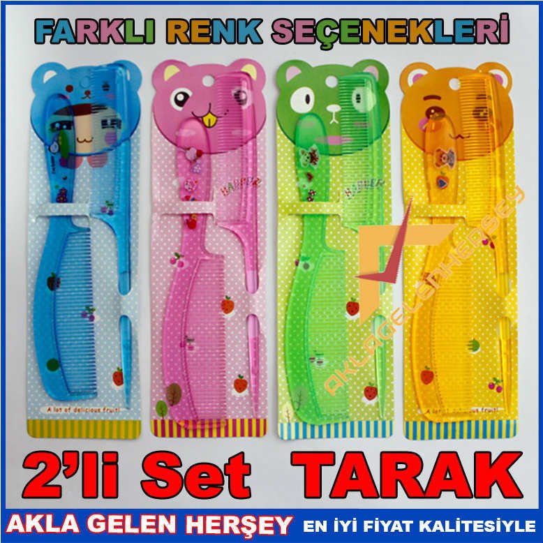 FARKLI RENKLERDE, ŞEFFAF 2'Lİ SET TARAK