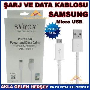 KARGO DAHİL SYROX SAMSUNG MİCRO USB DATA VE ŞARJ KABLOSU