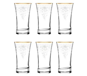 MCS5305 Altın 31 Parça 6'lı Kır Çiçeği Desenli Cam Bardak Seti