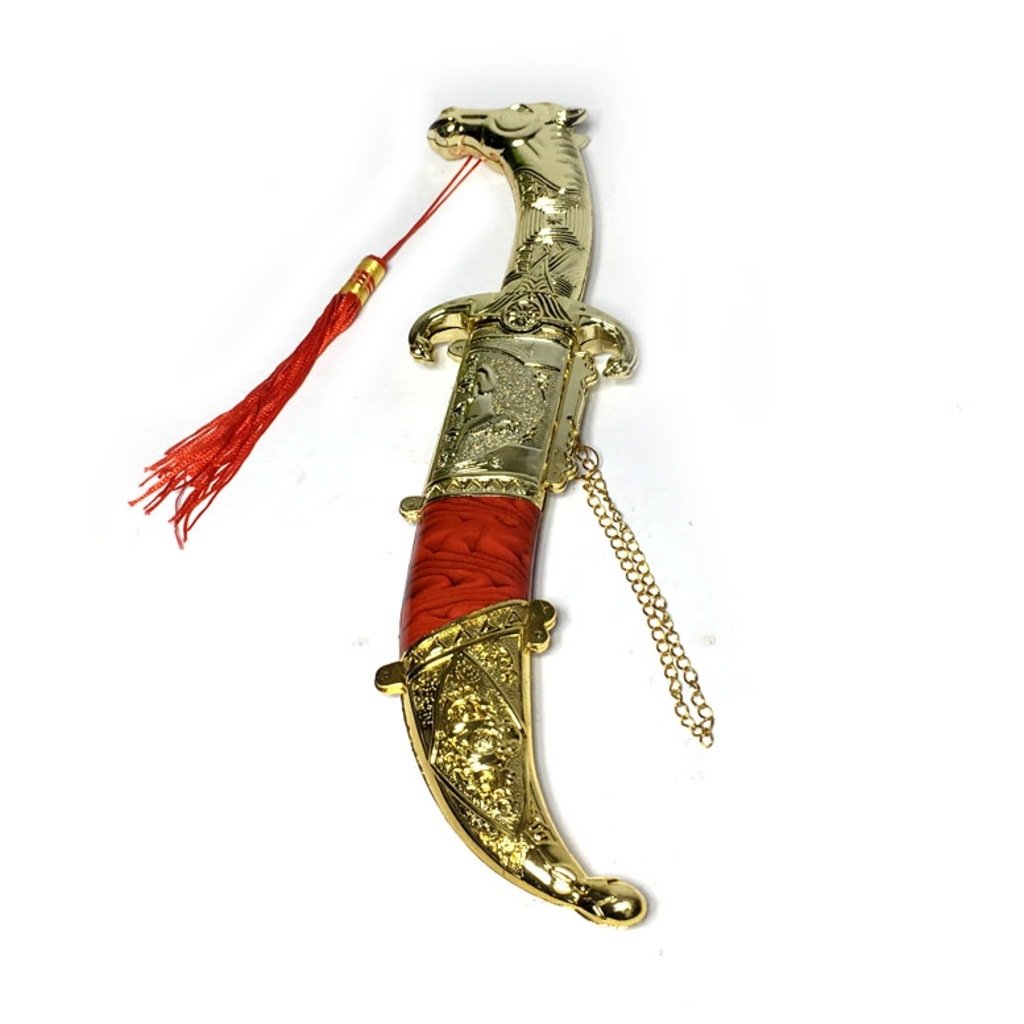 Dekoratif Kurt Başlı Hançer Hediyelik Osmanlı Kaması 34 cm Boy Dekoratif Büyük Boy Hançer