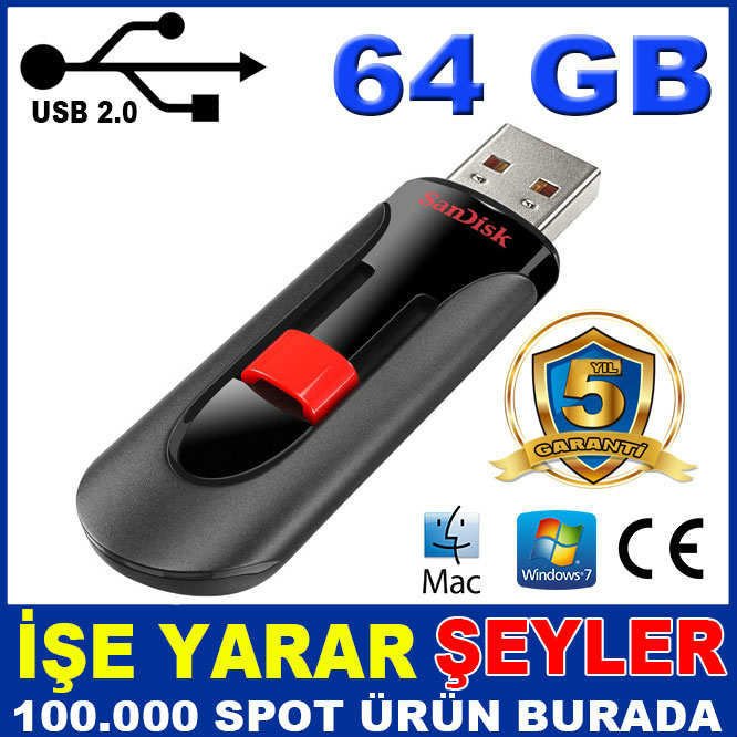 SANDİSK 64GB ULTRA HIZLI USB BELLEK FLASH DİSK