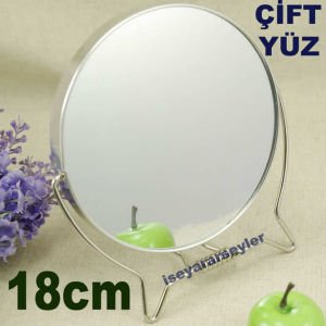 BÜYÜTEÇLİ ÇİFT YÜZ METAL ÇERÇEVELİ MAKYAJ AYNASI