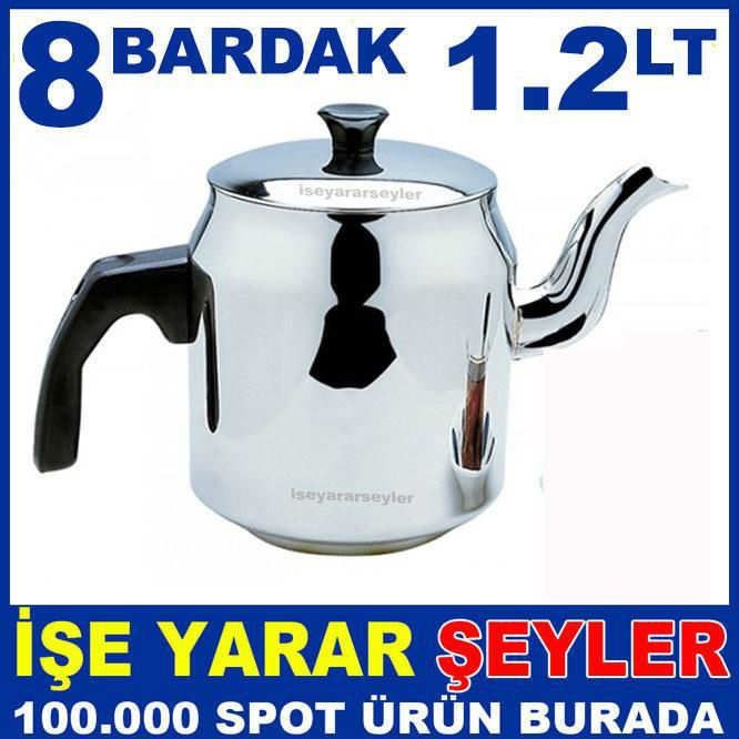 STANDART BOY ÇAYDANLIK ÜSTÜ ÇELİK DEMLİK 1.2 LİTRE PASLANMAZ ÇELİK ÇAYMATİK,SEMAVER DEMLİĞİ abn34