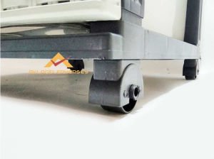 Bej-Gri Renk Tonlarında Büyük boy 4 Çekmeceli Hasır Desenli Komidin, Raddan Görünümlü Plastik Komidin