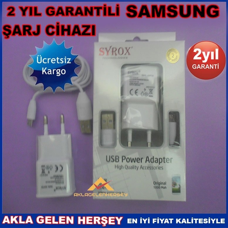 KARGO DAHİL SYROX 2 YIL GARANTİLİ SAMSUNG GALAXY ŞARJ CİHAZI