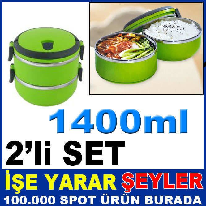 2'li SET 1400ml ISI KORUMALI YEMEK TERMOSU SETİ
