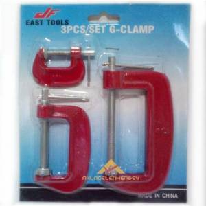 Çelik Sıkıştırma Mengenesi 3 Farklı Boyda 3 Adet Çelik El Mengenesi G-Clamp Çelik-Döküm Mengene