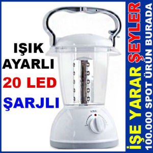 IŞIK TONU AYARLI 20 LED IŞILDAK ŞARJLI FENER