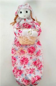 KUMAŞ ELBİSELİ BEBEK MODEL POŞETLİK VE MANDALLIK