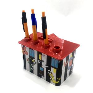 Siyah Beyaz Ev Şekilli Kalemlikli Kilitli Plastik Çocuk Kumbarası