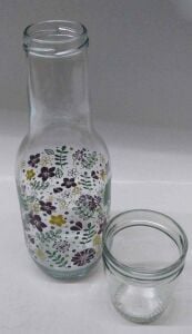 Sigma Glass Cam Su Şişesi 1 Litre Dekoratif Desenli