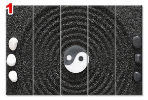 YIN YANG SEMBOLU 7 STİL 5 PARÇALI KANVAS TABLO
