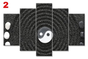 YIN YANG SEMBOLU 7 STİL 5 PARÇALI KANVAS TABLO