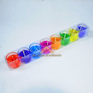 8'li Dekoratif Cam İçi Rengarenk Mini Shot Jel Mum - Dekoratif Mum -Jel Mum