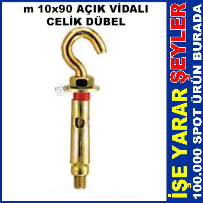 2 ADET m 10x90 AÇIK VİDALI KANCALI ÇELİK DÜBEL