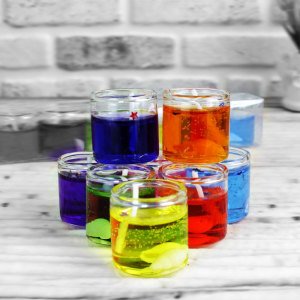 8'li Dekoratif Cam İçi Rengarenk Mini Shot Jel Mum - Dekoratif Mum -Jel Mum