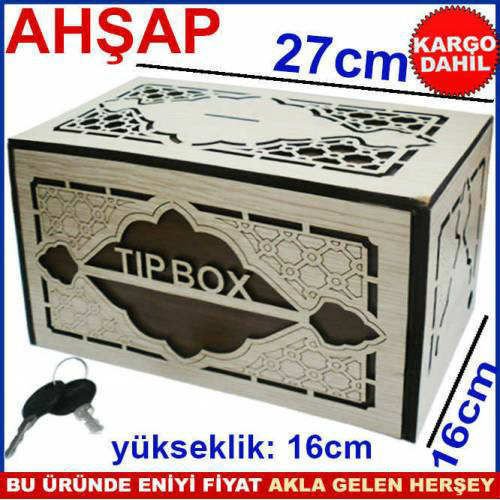 Büyük BOY BAHŞİŞ KUTUSU AHŞAP İŞLEME TİP BOX SAĞLAM KİLİTLİ ANAHTARLI TIPBOX BüyükBOY AHŞAP KUMBARA