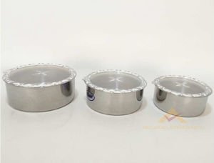 ŞEFFAF KAPAKLI PASLANMAZ ÇELİK 3'LÜ SAKLAMA KABI