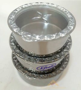 ŞEFFAF KAPAKLI PASLANMAZ ÇELİK 3'LÜ SAKLAMA KABI