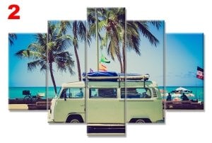 YESIL MINIBUS TATIL 7 STİL 5 PARÇALI KANVAS TABLO