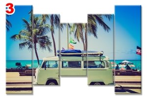 YESIL MINIBUS TATIL 7 STİL 5 PARÇALI KANVAS TABLO