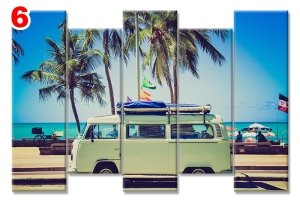 YESIL MINIBUS TATIL 7 STİL 5 PARÇALI KANVAS TABLO