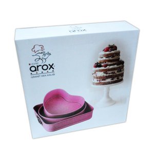 Yuvarlak, Kalp, Kare Şekilli 3'lü Kelepçeli Granit Kek Kalıbı Seti - Kelepçeli Kek Kalıpları