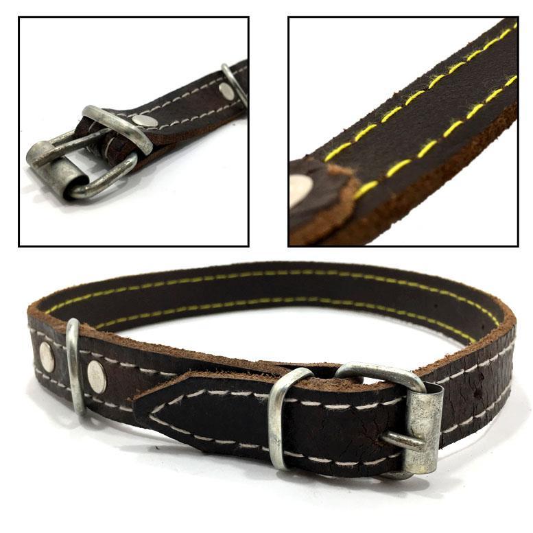 Gerçek Yumuşak Deriden Köpek Tasması 53cm Hayvan Tasması Orta Boy