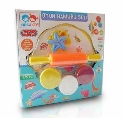 Play-Dough 3 Renk Oyun Hamuru Masa Merdane ve 2 kalıplı 7 li Set