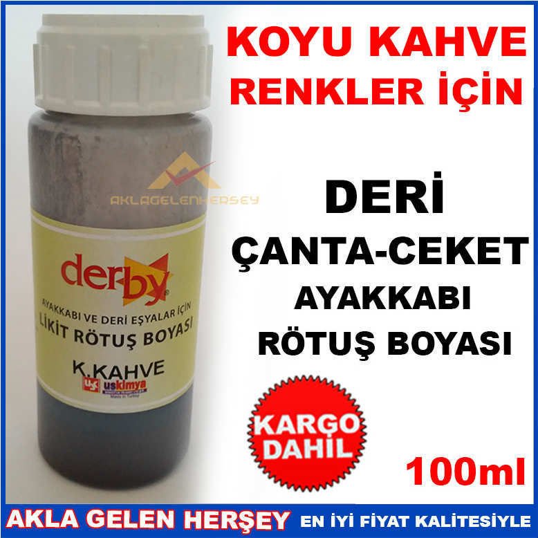 Profesyonel deri boyası, hata kapatıcı deri rötuş boyası,KOYU KAHVE ÇANTA CEKET AYAKKABI RÖTUŞ BOYASI