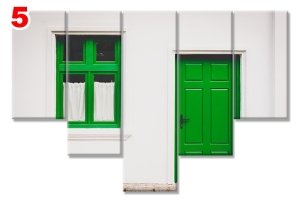 YESIL KAPI PENCERE 7 STİL 5 PARÇALI KANVAS TABLO