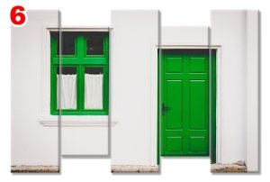 YESIL KAPI PENCERE 7 STİL 5 PARÇALI KANVAS TABLO