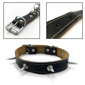 Gerçek Deriden Üretim Krom Çivili Köpek Tasması 61cm Kurt Tasması