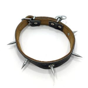 Gerçek Deriden Üretim Krom Çivili Köpek Tasması 61cm Kurt Tasması