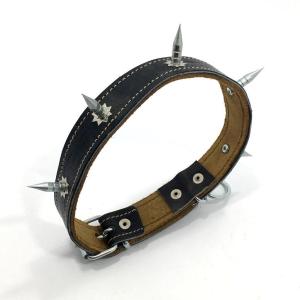 Gerçek Deriden Üretim Krom Çivili Köpek Tasması 61cm Kurt Tasması