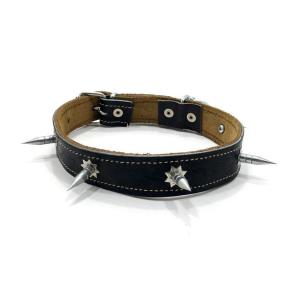 Gerçek Deriden Üretim Krom Çivili Köpek Tasması 61cm Kurt Tasması