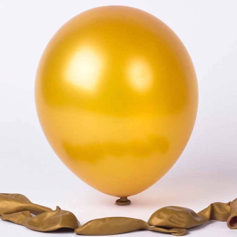 10'lu Paket Metalize Balon 15 Farklı Renk Seçeneği ile 1.Kalite İtalyan 30cm Lateks Metalik Balon Beden Yok - Altın / Dore