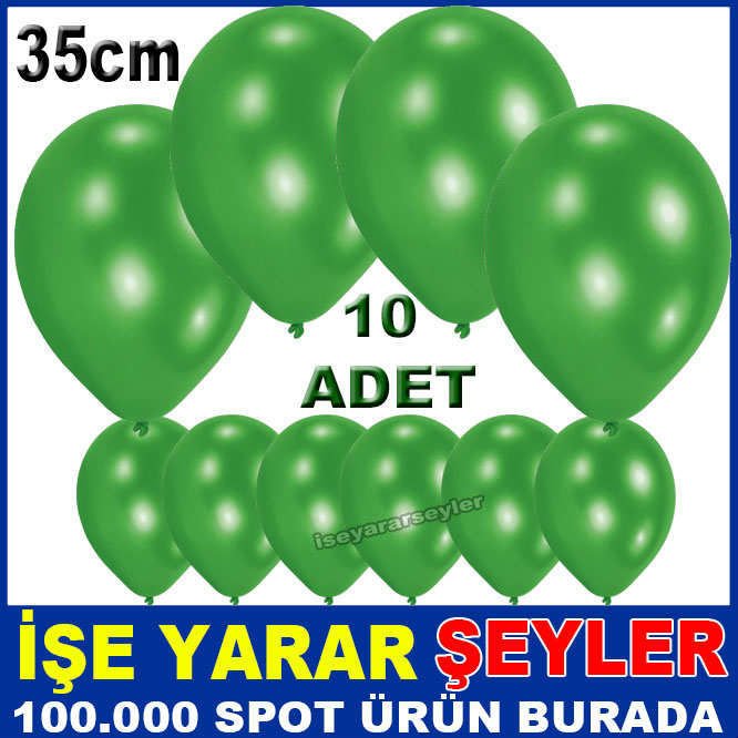 BASKISIZ DÜZ YEŞİL RENK 10 ADET BALON