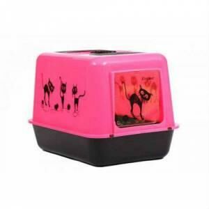 Büyük filtreli Kapalı kedi kumluğu tuvaleti 5 Litre KUM, 2 Gözlü MAMA KABI ve KÜREK HEDİYELİ 4lü SET