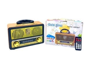 Nostaljik Kumandalı Radyo Gold Renkli(USB & MP3 & TF & AUX)