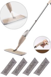 Büyük Hazneli Mikrofiber Sprey Mop Toplam 4 Adet Silici Micro Paspas ile Islak Kuru Sihirli Temizlik